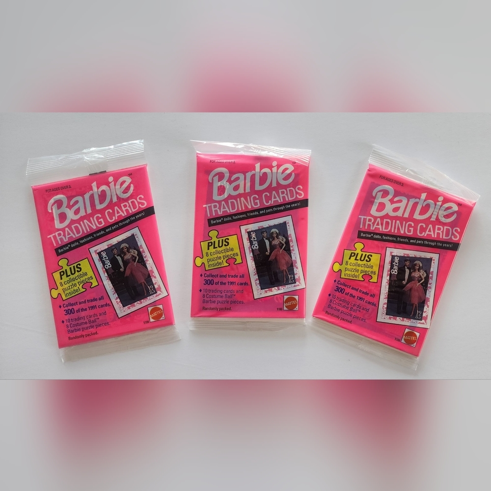 Barbie Fashion Trading Cards Lot of 3 Packs 1991 Vintage Sealed Mattel 1188